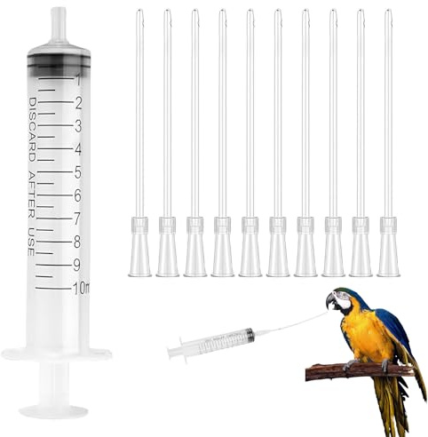 11 Pièces Seringue D'alimentation pour Oisillons,Oiseaux en Plastique Avec Aiguille Alimentaire Animaux de Gavage 10ML Seringues Nettoyant Ensemble Fiente Pigeon,pour Nourrir Les Nasale Nourrissage