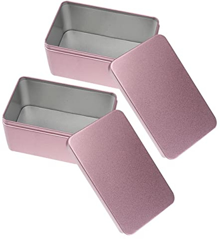 POPETPOP Caja de Té Rectangular de Hojalata Tapa, 2 Unidades | Almacenamiento para Café y Joyas, Superficie Lisa sin Rebabas, Formato Compacto, Fácil Limpieza Color Aleatorio