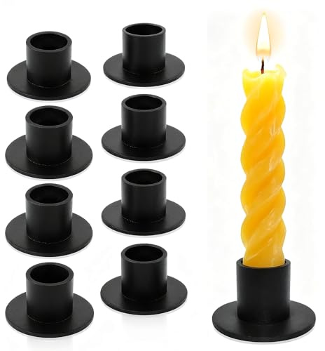 FLOWERUN 8 Stück Kerzenständer Schwarz, Metall Kerzenhalter Für Stabkerzen, Moderne Tischdekoration Für Wohnzimmer, Esszimmer Und Hochzeit (Schwarze)