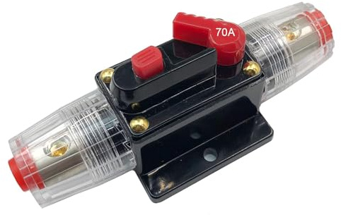 SPTSSWET KFZ Sicherungshalter 70A Inline-Leistungsschalter 12V-24V DC | Reset-Sicherung, für den Schutz Car Audio Solar Inverter Systemschutz von Automobil Marineboot Audiosystemen