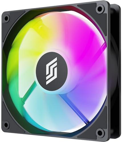 Silentware RF120-R Black Reverse PWM A-RGB - Ventilador de carcasa (120 mm, 600-1500 UPM, 6 ledes RGB, rodamientos HDB, flujo de aire inverso, PWM de 4 pines, 3 pines, 5 V, ventilador silencioso para