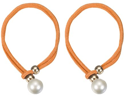 PATIKIL Fermacurtain Perle, 2 Pezzi Fermacurtain Decorativi con Ring di Fissaggio E Cordini Fermacurtain per Tende da Finestra, Arancione