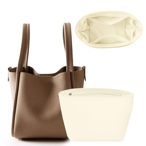 xyuayamz Organizador de Bolsos de Mujer, Bolso Interior Organizadors, Bolsa Organizadora Múltiples Compartimentos, Organizadora para Interior de Bolsos de Mano, Beige, M