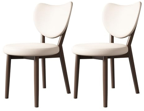 Lot de 2/4/6 chaises de salle à manger modernes – Chaises épaisses rembourrées pour cuisine et salon avec pieds en bois élégants, design confortable en noyer foncé et blanc pour salle à manger à la