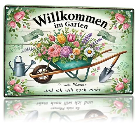 Metallschild Garten Gartenschild mit Sprüchen Retro Blechschilder Lustiger Text Metall Blechschild für Küche und Garten(30 × 20 cm)