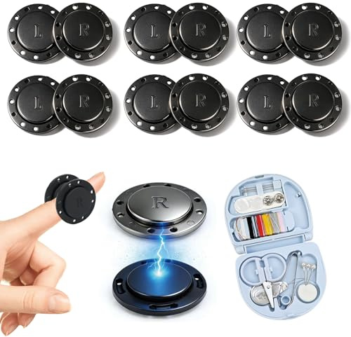 JAXICREY 6 Paar Magnetknöpfe zum Annähen, 26mm Magnetverschluss Tasche Taschenverschluss Magnet Knöpfe für Häkeltaschen Taschen Druckknöpfe für Kleidung Verschlüsse Magnetisch Schwarz