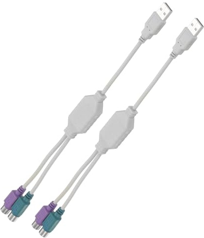 Nexarelle USB to PS/2 Adapter, PVC USB A Male to Dual PS/2 Female Converter Adapter for Wired Mouse/Keyboard/Computers Accessories, White