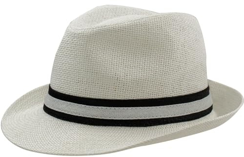Sombrero Paja Hombre Mujer Fedora Borsalino Trilby Gorra Panamá Verano Playa ala Corta Moda Unisex (FR/ES, Números, 56, LU03045)