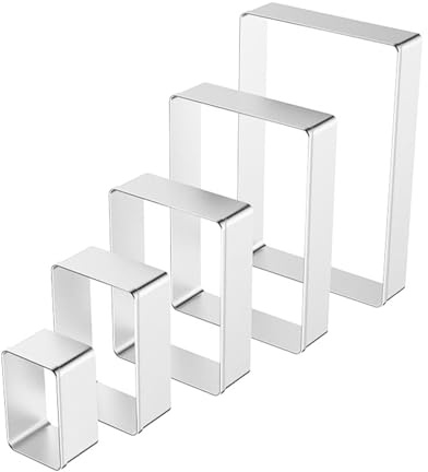 IMUSINICE Utensili per Pasticceria Set da 5 Tagliabiscotti Rettangolari in Acciaio Inox, Stampi per Biscotti e Dolci da Forno, per Preparazioni Casalinghe 4.53 X 2.95 X 0.98 Pollici