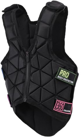 Fockety Gilet da Equitazione, Gilet di Sicurezza per Equitazione da Imbottito in Eva per Donna Uomo, di Protezione per Il Corpo con Cerniera Nera Unisex per (CS)