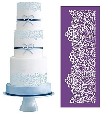 Flores Malla Pastel Plantillas,Silicona Encaje Tapete Molde de Fondant Frontera Moldes Horneado Alfombrilla para Tarta Nupcial Pastelería Pasta Azúcar Arcilla Decoración Herramientas Fuente Horno - #1