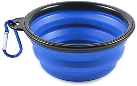 PhoneNatic Faltbarer Silikon-Hundenapf in blau, Reisenapf für Hunde und Katzen mit Karabiner -, S, blau, 350 ml, 60014330