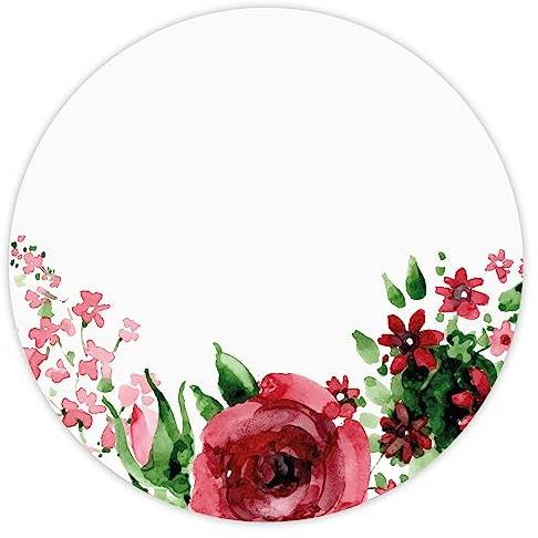 younikat Mauspad Rose I Ø 22 cm rund Mousepad in Standard-Größe rutschfest I aquarell Vintage Blumen Motiv I für Mädchen Frauen I dv437 Rose rot