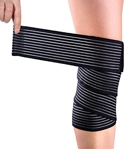SolUptanisu Rodillera de Compresión, Rodillera Deportivo Vendaje Soporte de Rodilla Ajustable Protector de Rodilla Alta Elasticidad Pierna de Muslo Rodillera de Envoltura Compresión Wrap Band Negro
