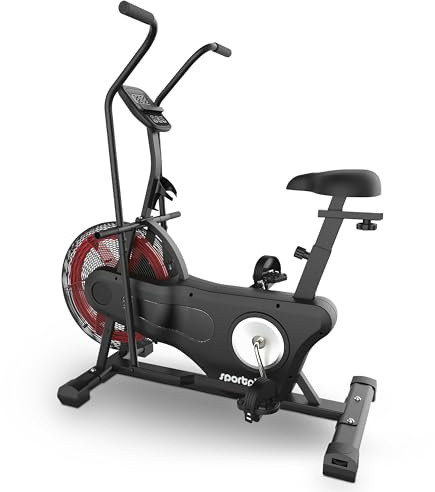 SportPlus Air Bike 2020, bicicleta elíptica para uso doméstico, con doble cinturón, ordenador, entrenamiento eficaz, peso máx. del usuario 135kg, SP-FB-2000