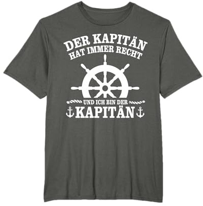 Kapitän Boot Schiff Schiffskapitän Sprüche Kapitän T-Shirt für Herren in Schwarz, M, Kurzarm, Klassische Passform, Polyester 100%