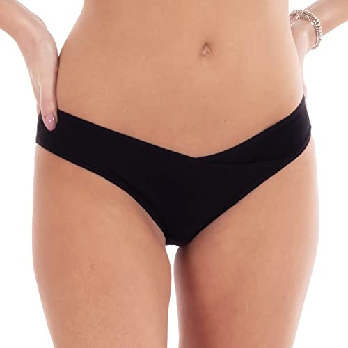MYSANITY Slip Premaman Bamboo Vita Bassa, Mutande Gravidanza Morbide e Traspiranti, Nero, L Donna