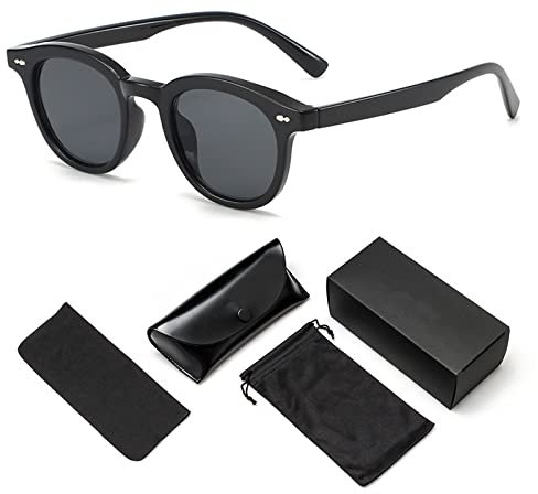 PRELGOSP Sonnenbrille Herren, Retro SonnenüBerbrille Damen, Hd Uv-Schutz Sunglasses für Golf Fahren Angeln Outdoor-Sportarten,Schwarz