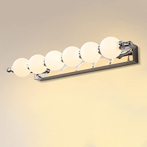 Jadssox LED-Kosmetikspiegel-Lichtkugel-Badezimmer-Wandhalterungslampe, Chrom-Make-up-Leuchte Schminktisch Schlafzimmer-Spiegellampen, Moderne 3-Farbmodus-Spiegel-Frontleuchten
