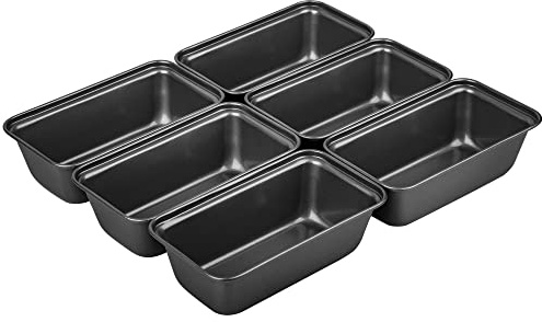 Tiawudi 6 Pack Mini Loaf Pans, Non-Stick Baking Bread Pan, Carbon Steel Bakeware