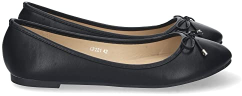 shoes&blues.es 70208-Bailarina Plana para Mujer, Comoda, Tallas Grandes, con Lazo en la Punta, Primavera Verano 2023. Talla 38 Negro