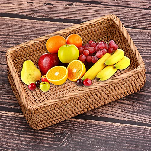 Cestini Portaoggetti In Rattan Cestino Rettangolare Per Il Pane Intrecciato Cesto Rettangolare In Vimini Per Servire Vassoio Cesto Per Frutta In Rattan, Organizzatore Impilabile In Vimini Per(S)