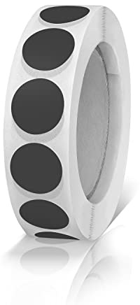 Meitaat Round Stickers Black 13mm Circle Labels with Color Coding Dot Sticker Waterproof Removable Roll of 1000