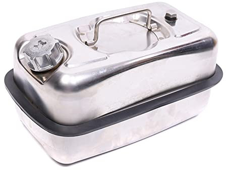 ihreesy Tragbare Benzinkanister,Kraftstoffkanister mit Kraftstoffauslauf Metallkanister 5L flacher Benzinkanister Motorrad Reservekanister Metallkanister Treibstoff Kanister,Edelstahl