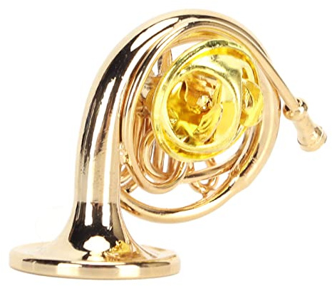 Retro Brosche mit Aufbewahrungsbox, Goldene Miniatur Französisch Horn Form Revers Brosche aus Messing, Musikinstrument Brosche für Sammler und Musikliebhaber