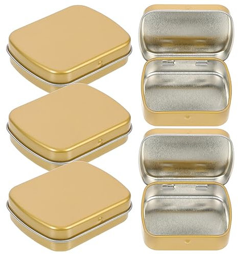 BESTonZON 5pcs Small Tin Box Candy Storage Box Flip Top Rectangular Case for Kitchen Organisation for Small Objects