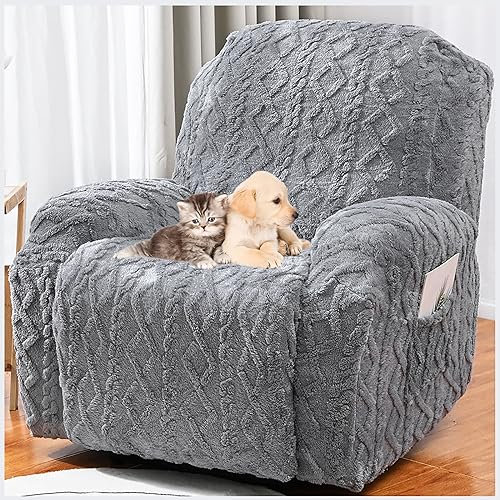 NNSMUN Sesselschoner Sesselauflage, Sesselüberzug mit Taschen, Sesselschoner für Fernsehsessel, rutschfeste Schonbezüge für Sofa, Stuhl, Armlehnen (Grau,1 Sitzer | 3 STÜCK)