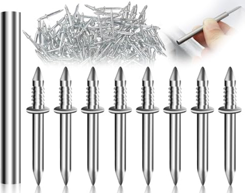 KAPSING 100 pièces clou sans couture avec filetage de base à double tête, clou sans couture avec filetage de base à double tête, clou pour plinthes sans marquages, avec outil à manchon