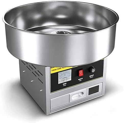 Macchina Zucchero Filato Commerciale, Macchina Elettrica Fare Marshmallow Fantasia A Colori, Temperatura Regolabile, con Scatola Immagazzinaggio Extra E Secchio Bastoncini bambù(Silver)