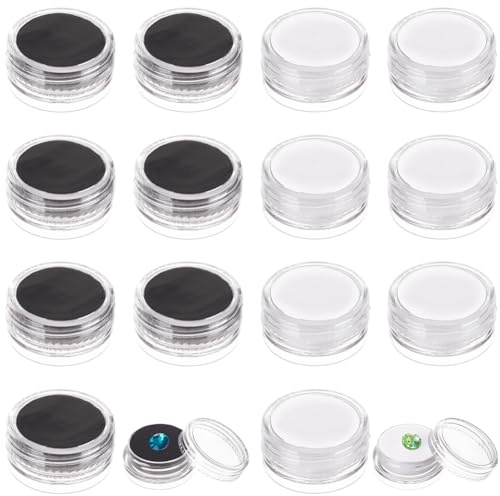 PH PandaHall 20pcs Rock Display Case Gemstone Box Diamond Storage Box Black White Small Round Containers Box Jewelry Organizer Container with Foam for Collectibles Rhinestone Crystal Small Items