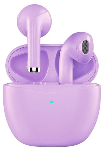 WATCHEM Wireless Earbuds Purple – Bluetooth 5.0 TWS In-Ear Headphones, IPX5 Waterproof Earphones, Fast Charging Case, Lightweight, Stylish, Small Fit, Sports & Gym Ready