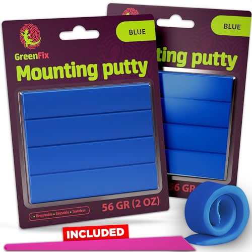 2 Pack GreenFix Mounting Putty 2oz - Sticky Tack for Wall Hanging Removable - Blue Adhesive Putty - Wall Putty for Hanging Posters Arts & Crafts Collectibles
