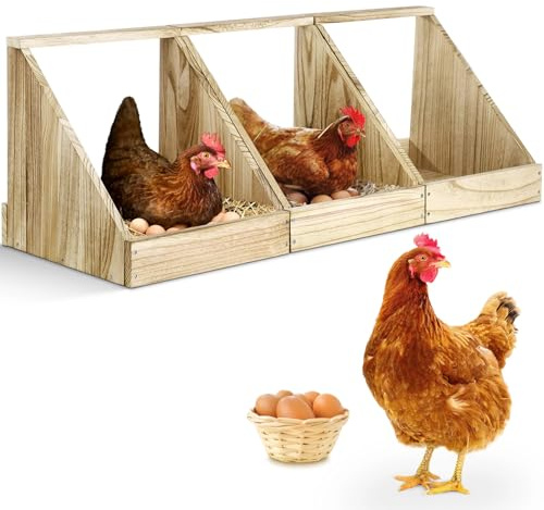 Chewoof 3 Pack Nistkästen für Hühner, Holz Hühnerstall Nistkasten, Entennistkasten Hühner Nistkästen zum Eierlegen, Hühnerkasten, Hühnerstall Zubehör Nistkasten
