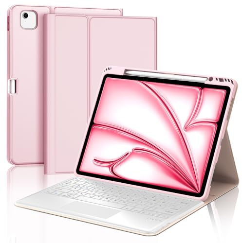 IVEOPPE Hülle Tastatur für iPad Air 13 M4 2026 Con Touchpad, Deutsches QWERTZ Layout, Magnetisch Bluetooth Keyboard für iPad Air 13 Zoll 2026 M4/2025 M3/2024 M2, Rosa