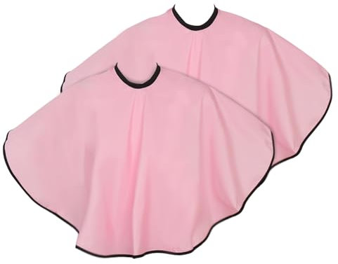 2 Pezzi Mantella per Taglio Capelli, Mantella per Tinta dei Capelli, Scialle per Barbiere in Nylon, Mantella per Parrucchiere Corta, Mantelle per Shampoo Trucco Professionale Abito da Barbiere (Rosa)