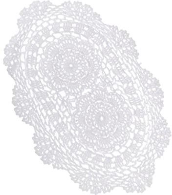 Nishiyuenyi Weiße, Gehäkelte Baumwolle, Spitzendeckchen, Tischsets, Deckchen, Matte, 50 cm, Weiß, 25 * 35cm