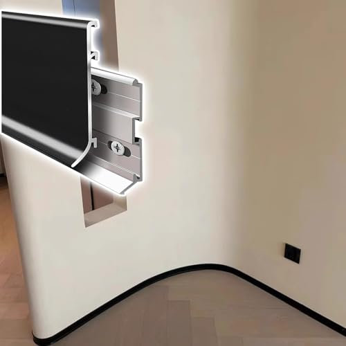Sockelleiste Sockelleisten Fussleisten Sockelleisten für runde Ecken, Aluminium Flexible Sockelleistenverkleidung, Anpassbare Sockelleistenabdeckungen für Garage/Keller/Bad/Flur(L 56ft/17m)