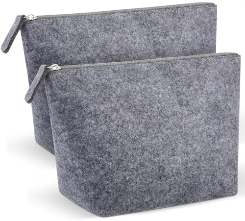 Xuniea 2 Stück Filz Kosmetiktasche für Kollegen, Grau, M+M