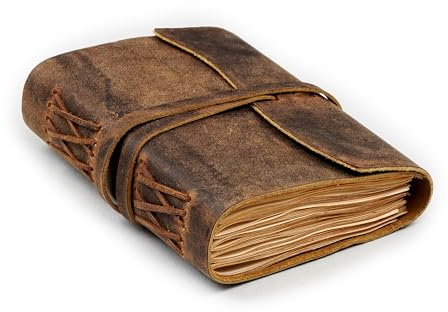 LEATHER VILLAGE Leather Bound Journal - Rustic Brown, 8X6, 220 Pages - Vintage Blank Paper Diary for Writing, Drawing, Sketchbook, and Travel Notebook - Ideal for Women and Men
