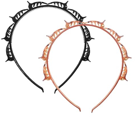 HUATEEN Haarreife mit Klammern,2 Stück Verdrehte Clip-Haarreifen für Damen Müdchen Butterfly Frisurenhilfe Stirnband Haarband Haarclips für Brillentrüger Pony-Styling Haarschmuck mit Sicherheitsclips