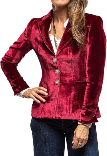 Veste Blazer en Velours Vintage pour Femmes Veste Cardigan à Manches Longues à Revers Décontracté à La Mode Boutons Courts avec Poches Veste Vêtements De Travail élégants