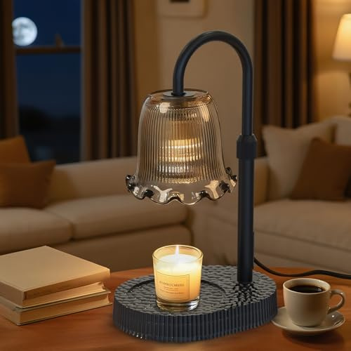 Candle Warmer Lamp with Adjustable Height - Flameless 4-Level Dimmable Wax Warmer, Timer Function & Stylish Design in Multiple Colors