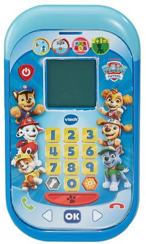 VTech - Teléfono Educativo de la Patrulla Canina, Juguetes Electrónicos Niños +3 Años, Pantalla 6 Colores, 4 Misiones y Micrófono, Teclado 10 Cifras, Voz Original y Grabación, Versión ESP