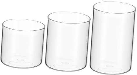 MAGICLULU Portacandele in Vetro Trasparente 3 Pezzi, Tazze Candele Vuote Cilindriche 270 Ml 220 Ml 180 Ml, Contenitori Per Candele Tealight Da Tavolo Per Decorazioni Casa, Eventi e Cerimonie