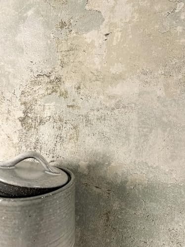 Newroom Tapete Creme Vlies Betonoptik - Industrial Modern Zementstruktur für Wohnzimmer Schlafzimmer Küche | Einfach anzubringen, mattes Finish, Wanddekoration, strapazierfähiges TNT, für Wohnzimmer, Schlafzimmer, Flur
