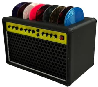 smatcamp Gitarrenplektren-Halter, Lautsprecher-Gitarrenplektren-Box mit 9 Fächern, Aufbewahrungsbehälter für Gitarrenspieler, Gitarrenplektren, Organizer, Ornamente, Geschenk, Schwarz, Schwarz